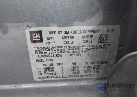 2020 Buick Encore Gx Fwd Preferred from USA, damaged, VIN KL4MMBS24LB135355